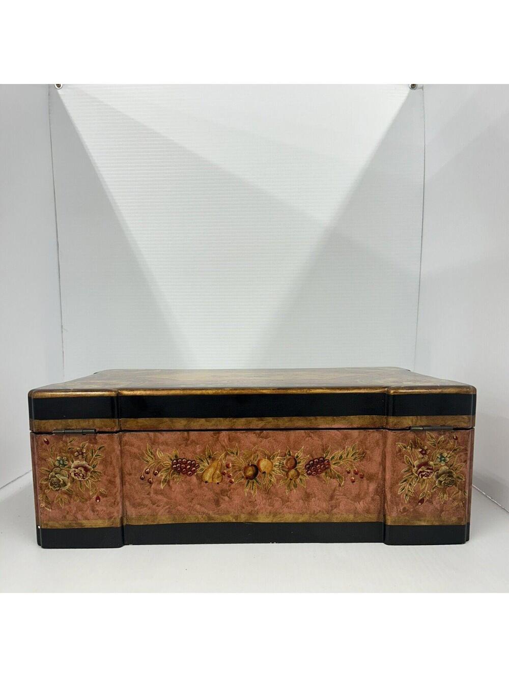 Vintage Decorative Box (16x10x6) Featuring Florals and Fruits